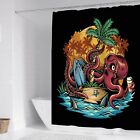 Extra Long Octopus Shower Curtain Waterproof Bathroom Curtains W/Hooks Decor Art