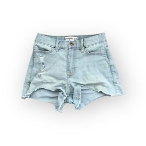 Abercrombie Kids High-rise Shortie Shorts Youth Girls Size 13/14 Blue Adjustable