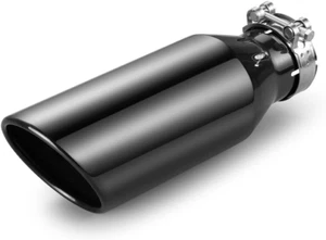 2.5 Inch Inlet Exhaust Tip,2.5" Inlet 4" Outlet 12" Overall Length,Chrome Black - Picture 1 of 6