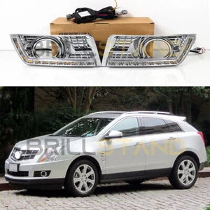 LED DRL Daytime Running Lights Fog Lamp w/ Turn For Cadillac SRX 2010-2016 - Picture 1 of 8