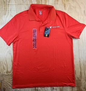 Service Fusion Logo Red Lightweight Poly Blend Polo Shirt Mens XL NWT - Picture 1 of 9
