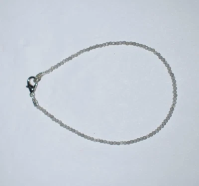 Natural Labradorite Gemstone 2 mm Round Beads 925 Sterling Silver 5"  Bracelets - Image 1 of 4