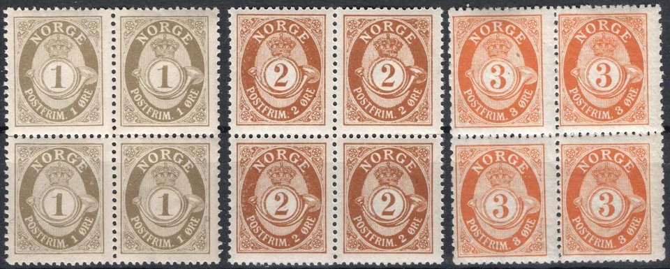 2000 Norway 1909-19, NK 96-98 Posthorn MNH, MI 75a-77a, SC #74-76. - Image 1 of 1