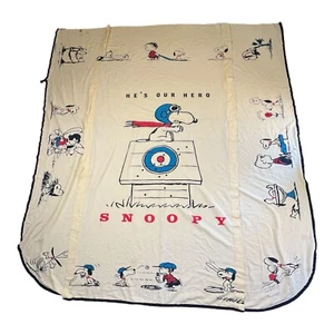 Vintage Snoopy 1968 "Er ist unser Held" Tagesdecke Bettlaken 84x92" groß - Bild 1 von 12