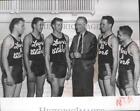 1956 Press Photo Lewis and Clark High basketball starting five with Hunter