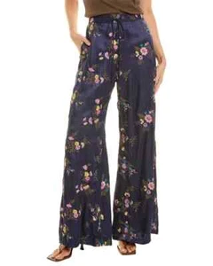Pantaloni facili Johnny Was taglia S nebbiosi rayon ~ gamba larga ~ boho ~ ricamati ~ blu - Foto 1 di 8