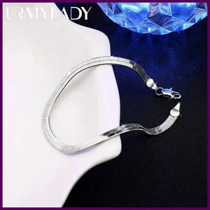 new arrive 925 Sterling Silver 4MM Chain Bracelet for Women Men Blade Fashion - Picture 1 of 24