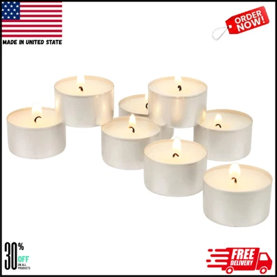 Stonebriar Paquete de 100 velas de luz de té de tiempo de combustión extendido de 8 horas sin perfume, blancas Foto 1 de 4
