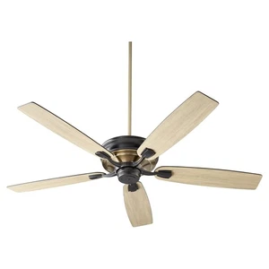 Gamble 60" Hanging Ceiling Fan in Textured Black w with Aged Brass - Picture 1 of 2