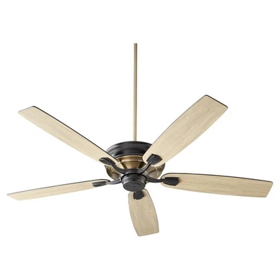 Gamble 60" Hanging Ceiling Fan in Textured Black w with Aged Brass - Image 1 of 2
