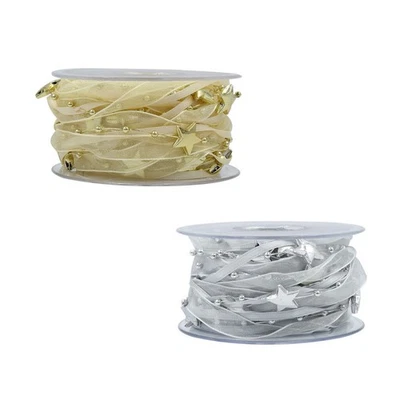  2 Rolle 5M Weihnachtsperle Band Kunststoff Pentagramm Perlen Garn Girlande Band - Bild 1 von 4