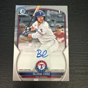 2023 Bowman Chrome Prospect Autograph #CPA-BC Blaine Crim 1st Auto Texas Rangers - Picture 1 of 3