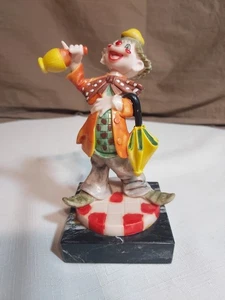 Vintage Fontanini betrunkener Clown Figur Carrara Marmorsockel Italien 6 Zoll - Bild 1 von 5