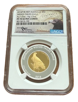 Australia 2016P Gold/Silver 1/2 oz $50 NGC PF70UC Wedge-Tailed Eagle - Image 1 of 2