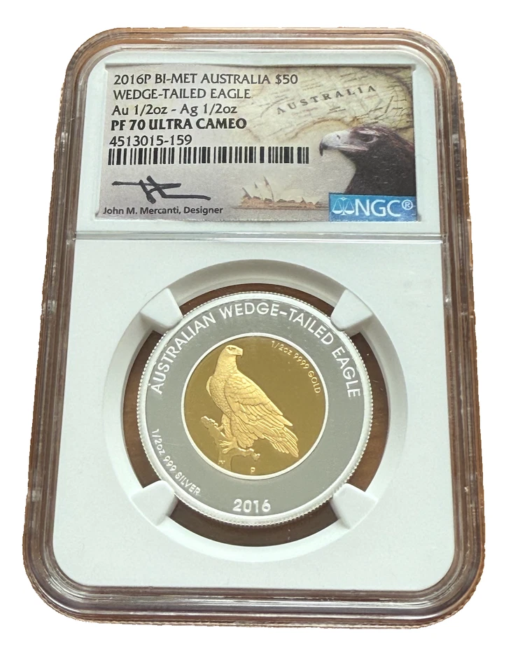Australia 2016P Gold/Silver 1/2 oz $50 NGC PF70UC Wedge-Tailed Eagle - Image 1 of 2