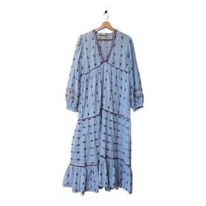 Zara Dress Size XS Maxi Stripe Floral Long Sleeve Cottagecore Retro Boho - Picture 1 of 3