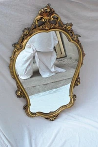 ANTICO GRANDE SPECCHIO LEGNO E GESSO DORATO 120X70 - Foto 1 di 14
