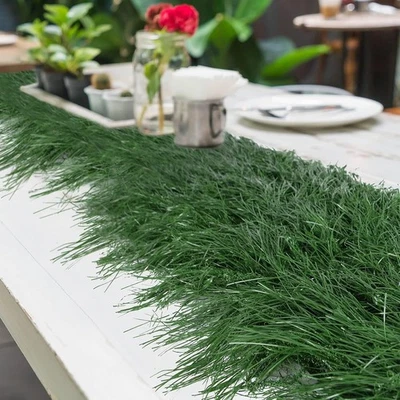 XLX TURF Faux Grass Runner for Table, Green Thatch Table Centerpieces Summer Par - Image 1 of 4