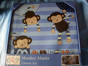 Cocalo~MONKEY MANIA COLGANTE DE PARED~12" x 12" arte en lienzo~NUEVO EN PAQUETE - Imagen 1 de 3