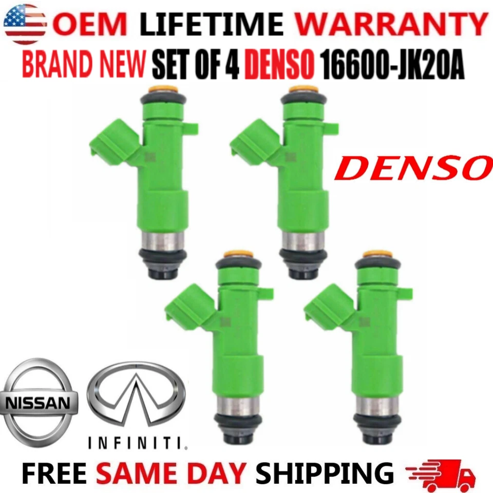 New x4 DENSO Fuel Injectors for 2008-2012 Infiniti EX35 3.5L V6 #16600-jk20a - Image 1 of 4