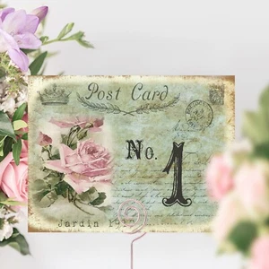 ~ WEDDING TABLE NUMBERS ~ Vintage Style Postcard ~ shabby chic cards names Rose - Picture 1 of 6
