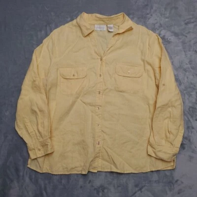 Studio Works Shirt Womens 1X Pastel Yellow 100% Linen Minimalist Coastal Boho - Image 1 of 4