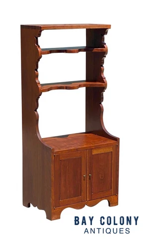 ANTIQUE QUEEN ANNE STYLE CHERRY CABINET / CUPBOARD WITH FINELY SCALLOPED SIDES Cover