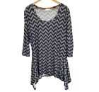 Misia Shirt Womens Xl Tunic Chevron 3/4 Sleeve Pullover Soft Blouse Top