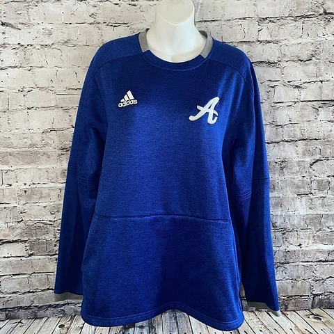 Adidas Baseball Atlanta Braves Mens Sweater Shirt M Blue Kangaroo Pocket B20 Cover
