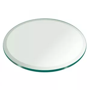 Mesa redonda de vidrio templado transparente de 3/8" pulgadas de espesor biselado borde pulido - Imagen 1 de 10