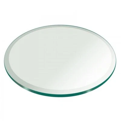 Round Glass Table Top Clear Tempered Glass 3/8" Inch Thick Beveled Polished Edge - Image 1 of 4