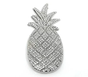 Brosche Schalclip Magnetclip Ananas mit klarem Strass Silber 8cm - Bild 1 von 2