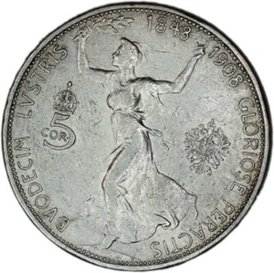 AUSTRIA coin 5 Corona 1908 Commemorative F+ Choice Fine - Picture 1 of 7