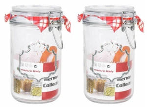 Set of 2 X 750ml Glass food container kitchen pot hermetic Jars pasta beans  - Picture 1 of 1