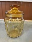 Vintage Canister/Cookie Jar Large Honey Amber Glass With Lid