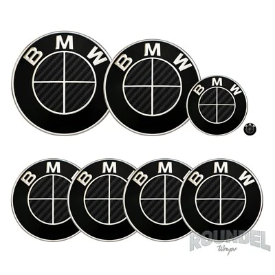 Calcomanía para BMW Badge Brillo Fibra de Carbono Negro x2 Todos los Modelos Pegatina Superposición de Fibra