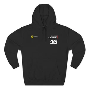 Felpa con cappuccio Charles Leclerc 16 // Scuderia F1 // B&W // Formula Uno Racing - Foto 1 di 9