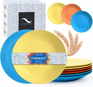 Wheat Straw Plates 10 Inch Versatile Plastic Dinner Plates, Salad Plates, Dishwa - Picture 1 of 12