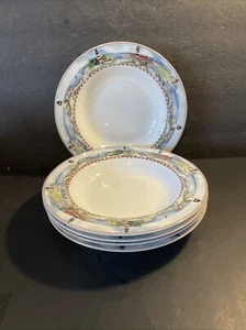 "Juego de 5 cuencos de sopa con borde American Atelier Signals 5100 faros 8 1/2"" usados en excelente estado" - Imagen 1 de 11