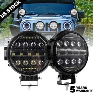 2x Round 6" LED Work Light Bar Spot Offroad SUV ATV DRL Driving Bumper Fog Pods - Picture 1 of 17