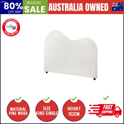 Bed Head King Single Headboard Boucle Fabric White - image 1 of 4