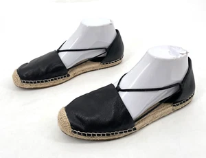 Eileen Fisher womens 8 Lee Espadrille Flat Gladiator Black Washed Leather Boho - Picture 1 of 8