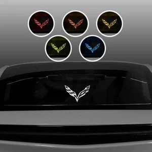 CLEAR FLAG LOGO WHITE Lighted Screen WindRestrictor® For 14-19 Corvette C7 Coupe - Picture 1 of 8