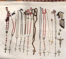 LOT Of 11 VINTAGE ROSARY BEADS & OTHER RELIGIOUS ITEMS ~18 PIECES