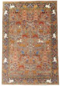 12X16 Birds Lions Hand-Knotted Wool Area Rug Oriental Carpet (11'10" x 15'10") - Picture 1 of 9