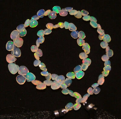 Natural Ethiopian Fire Opal Gem 5-8mm Size Faceted Heart Shape Briolette 15 Inch - Image 1 of 4