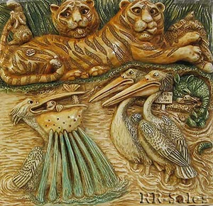 Tiger Pelican Bay New Decorative Tile Harmony Kingdom Noah's Park HK Picturesque - Picture 1 of 2