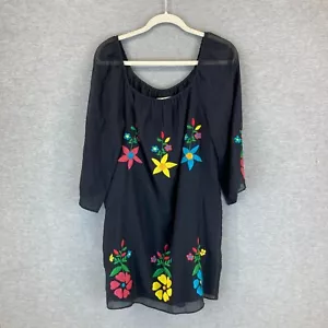 TIBI Kleid Seidenmischung Blumen Damen S schwarz gefüttert leicht bestickt - Bild 1 von 17