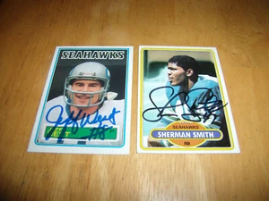 SEATTLE SEAHAWKS AUTOGRAPHED FOOTBALL CARD LOT-SHERMAN SMITH, & JEFF WEST - Picture 1 of 2
