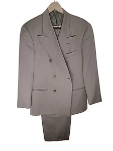 Vintage Giorgio Armani MANI Double Breasted Wool Suit Sz 40R 32W Beige. - Picture 1 of 16